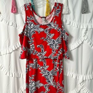VENUS Red Navy Blue and White Paisley Floral Tank Dress